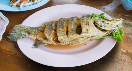 Deep fried fish with fish sauce