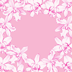 Obraz na płótnie Canvas Orchid on pink background, vector illustration