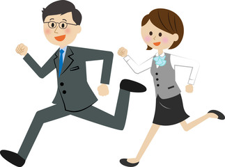 走るビジネスマン　男女