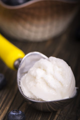 Homemade vanilla ice cream scoops 