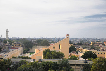 Jantar Mantar viewing from Hawa Mahal palace, Jaipur, Indian, Rajasthan.