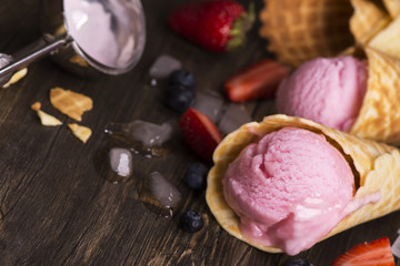 Homemade berry ice cream