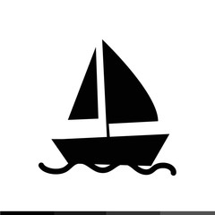 Sail boat icon illustration design
