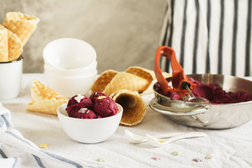 Homemade sorbet ice cream