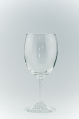 Empty Glass of Champagne, wine glass isolate on pale Background 
