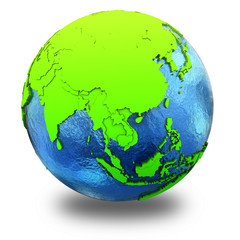 Southeast Asia on green Earth