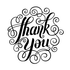 thank you handwritten lettering inscription vector