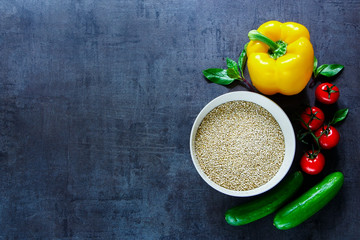 Quinoa seeds and vegetables