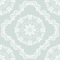 Seamless oriental pattern in the style of baroque. Traditional classic vector pattern. Light blue and white pattern