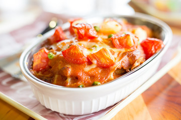 Baked pork rice in restaurant