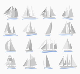 Set of sailing ships
