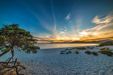 Fototapeta na wymiar colorful sunset in Maria Pia beach