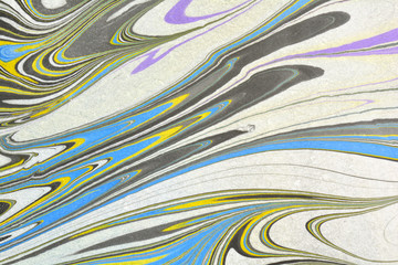 Beautiful ebru marbling texture. Handmade ebru art surface. Traditional Turkish technique abstract art. Watercolour stains. Unusual art technique. Modern artistic design. Creative backdrop. - 109516718