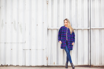 Woman  in a blue coat