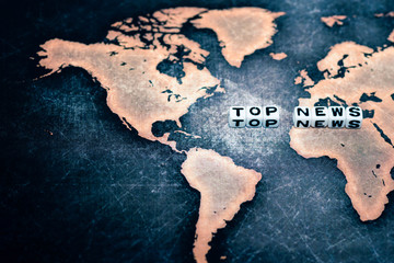 TOP NEWS on grunge world map