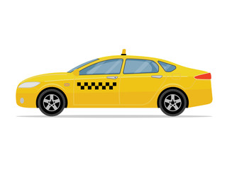 Obraz na płótnie Canvas Taxi car on white background. Flat styled vector illustration. 