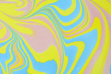 Japanese paper. Paper marbling pattern, ink marble. Oil paint marbling. Ebru marble liquid colors.