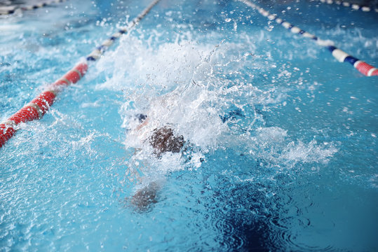 Male swimmer at the swimming pool