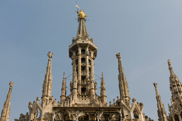 Detail of the skyline of the Duomo in Milan