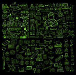 Business doodles Sketch set : infographics elements isolated