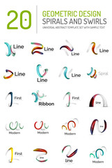Logo collection, ribbon waves, swirls, spirals