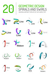 Logo collection, ribbon waves, swirls, spirals