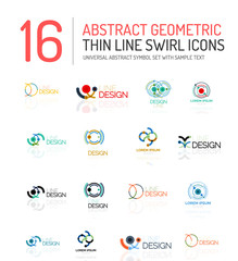 Collection of linear abstract logos - swirls and circles