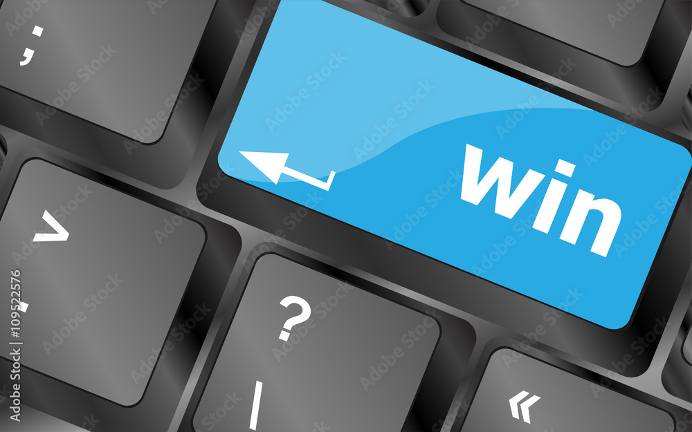 Poster win word on computer keyboard key button. keyboard keys icon button vector