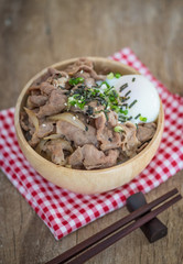 donburi, pork rice bowl