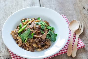 Fired thin noodles with soy sauce ,Thai food