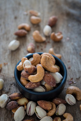 Nuts mix in a wood