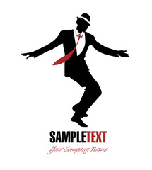 Elegant man silhouette dancing swing. Good for logotype