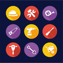 Construction Icons Flat Design Circle