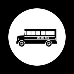 Black and white school bus icon