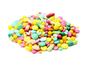 Colored pills isolated on a white background