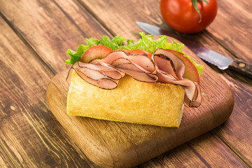 Fresh, homemade ham sandwich.