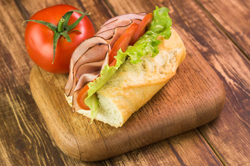 Fresh, homemade ham sandwich.