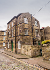 Typical Northern terrached houses and back streets at Saltaire, Bradford, West Yorkshire, UK