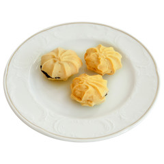 Delicious patisserie cookies in a white plate