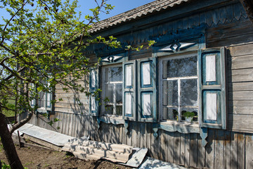Fototapeta na wymiar window in a traditional Russian wooden house