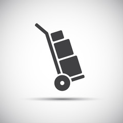 Manual cart icon, simple hand truck with boxes, vector illustration