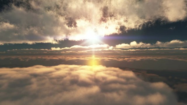 fly over sunset clouds