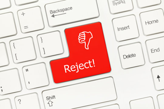 White conceptual keyboard - Reject (red key with thumb down symb
