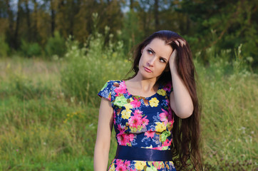 Fototapeta premium Portrait of a beautiful pensive woman