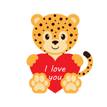 leopard and heart with text