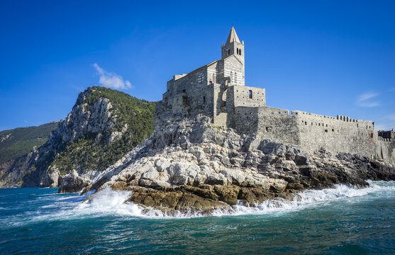 Portovenere San Pietro Church. Five lands, Cinque Terre, Liguria Italy Europe