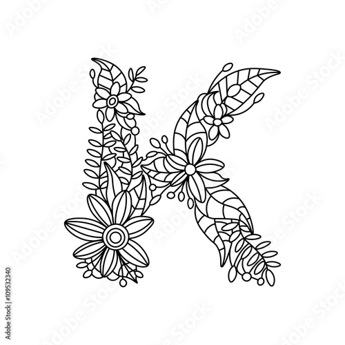 "Letter K coloring book for adults vector" Stock image and ...