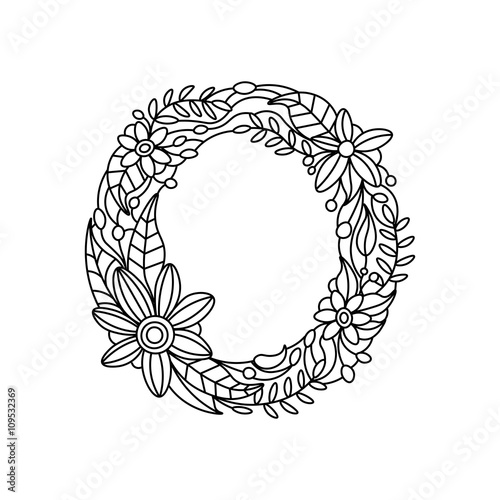 Letter O Coloring Book For Adults Vector