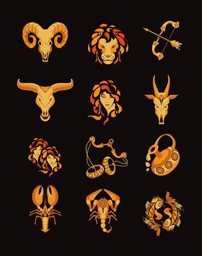 Set of horoscope signs