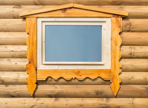 Part of the wall wooden house with window